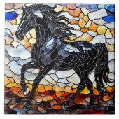 ステンドグラス黒馬 タイル (正面)