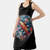 ステンドグラス アジアンスタイルの鯉と椿 エプロン (インサイチュ)