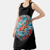 ステンドグラス アジアンスタイルの鯉と椿 エプロン (インサイチュ)