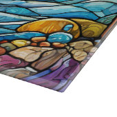 ステンドグラス・アート・イルカ カッティングボード (角)
