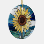 ステンドグラス・アート、サンフラワーのステンドグラス セラミックオーナメント (右)