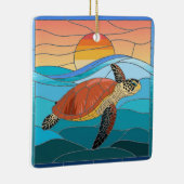 ステンドグラス・アート、ステンドグラス・シーカメ セラミックオーナメント (右)