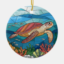 ステンドグラス・アート、ステンドグラス・シーカメ セラミックオーナメント