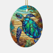 ステンドグラス・アート、ステンドグラス・シーカメ セラミックオーナメント (右)