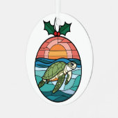 ステンドグラス・アート、ステンドグラス・シーカメ メタルオーナメント (正面左)