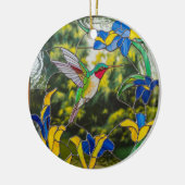 ステンドグラス・アート、ハミングバード・ステンドグラス セラミックオーナメント (左)
