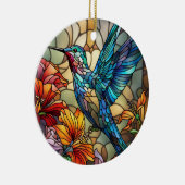 ステンドグラス・アート、ハミングバード・ステンドグラス セラミックオーナメント (右)