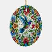 ステンドグラス・アート、ハミングバード・ステンドグラス セラミックオーナメント (右)