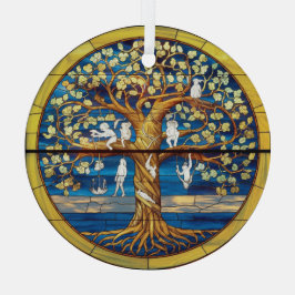 ステンドグラス・アート、命の木ステンドグラス ガラスオーナメント