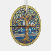 ステンドグラス・アート、命の木ステンドグラス ガラスオーナメント (正面右)