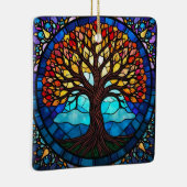ステンドグラス・アート、命の木ステンドグラス セラミックオーナメント (右)