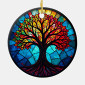 ステンドグラス・アート、命の木ステンドグラス セラミックオーナメント (裏面)