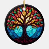 ステンドグラス・アート、命の木ステンドグラス セラミックオーナメント (裏面)