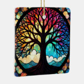 ステンドグラス・アート、命の木ステンドグラス セラミックオーナメント (右)