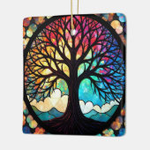 ステンドグラス・アート、命の木ステンドグラス セラミックオーナメント (左)