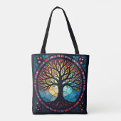 ステンドグラス・アート、命の木ステンドグラス トートバッグ (裏面)