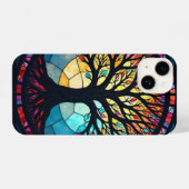 ステンドグラス・アート、命の木ステンドグラス iPhoneケース (裏面横)