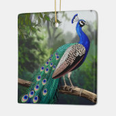 ステンドグラス・アート、孔雀ステンドグラス セラミックオーナメント (左)