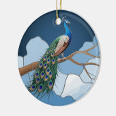 ステンドグラス・アート、孔雀ステンドグラス セラミックオーナメント (左)