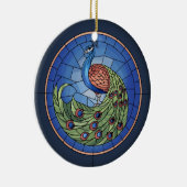 ステンドグラス・アート、孔雀ステンドグラス セラミックオーナメント (右)