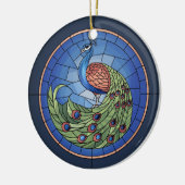 ステンドグラス・アート、孔雀ステンドグラス セラミックオーナメント (左)