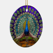 ステンドグラス・アート、孔雀ステンドグラス セラミックオーナメント (右)