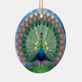 ステンドグラス・アート、孔雀ステンドグラス セラミックオーナメント (右)