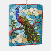 ステンドグラス・アート、孔雀ステンドグラス セラミックオーナメント (右)