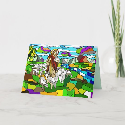 ステンドグラス・イエス・グリーティング・カード カード (正面)