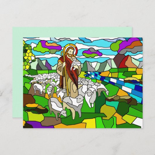 ステンドグラス・イエス・ハガキ ポストカード (正面/裏面)