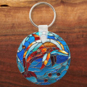 ステンドグラス・イルカ キーホルダー (正面)