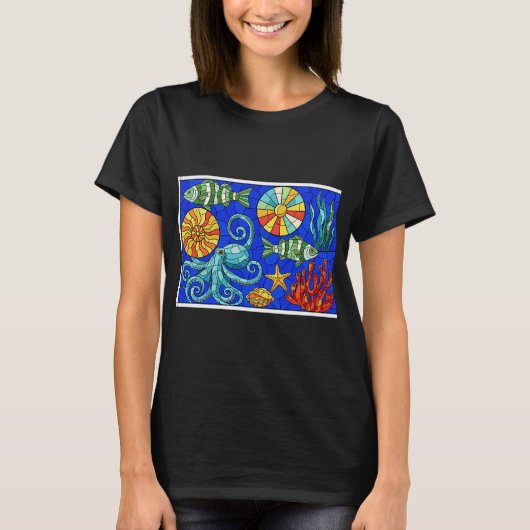 ステンドグラス オーシャンモザイク Tシャツ (正面)