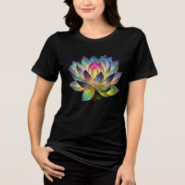 ステンドグラス カラフル 蓮の花 トライブレンドTシャツ