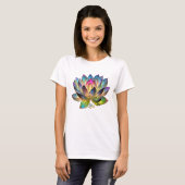 ステンドグラス　カラフル　蓮の花 Tシャツ (正面フル)