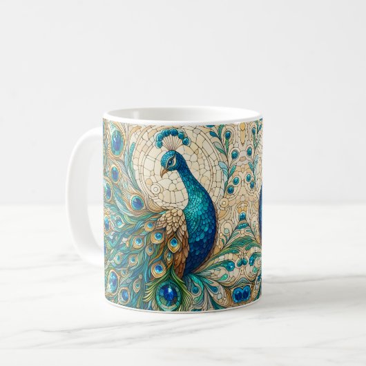 ステンドグラス・クジャク コーヒーマグカップ (正面左)