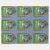 ステンドグラス・クラーケン フリースブランケット (正面(横))