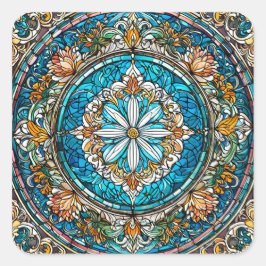 ステンドグラス・クリスチャン・抽象芸術・アート スクエアシール