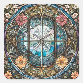 ステンドグラス・クリスチャン・抽象芸術・アート スクエアシール