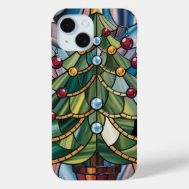 ステンドグラス・クリスマスツリー(ティファニー・スタイル) iPhone 15ケース