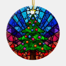ステンドグラス クリスマスツリー 幾何学模様