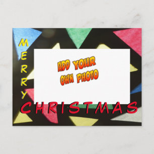 ステンドグラス クリスマス あなたの写真を追加 ポストカード