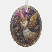 ステンドグラス クリスマス エンジェル ゴールド ハープ ガラスオーナメント (正面右)