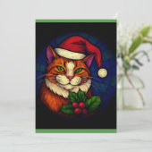 ステンドグラス・クリスマス オレンジ タビー猫 シーズンカード (スタンド正面)
