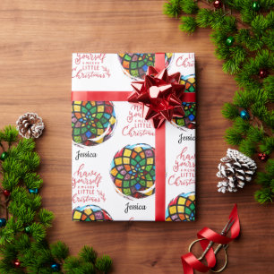 ステンドグラス クリスマス オーダーメイド 名前入り ラッピングペーパー