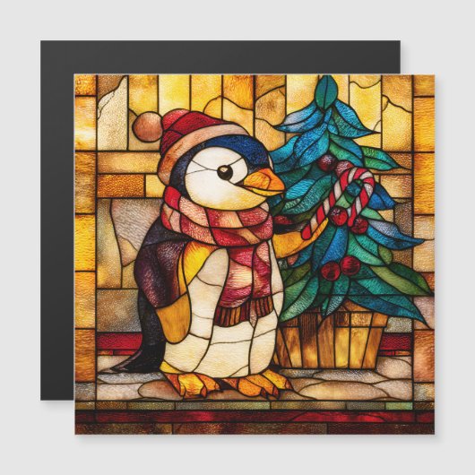 ステンドグラス クリスマス ペンギン (正面/裏面)
