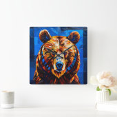 ステンドグラス スクエア壁時計 (ホーム)