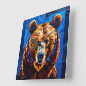 ステンドグラス スクエア壁時計 (傾斜)