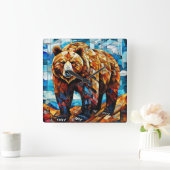 ステンドグラス スクエア壁時計 (ホーム)