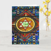 ステンドグラス・スター・オブ・デイビッド・グリーティング・カード カード (黄色い花)