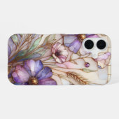ステンドグラス・スミレの花 iPhone 16ケース (裏面横)